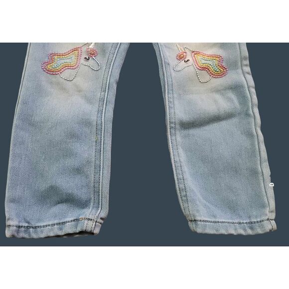 Cat and Jack Jeans 4T Girls Unicorns Adjustable Waist Blue - Picture 6 of 16